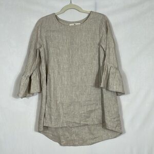 Crown Linen Designs Tunic Top Size S Tan 100% Linen EUC